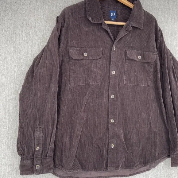 Gap Jacket Mens XXL Brown Shacket Shirt Corduroy Button Down Relaxed Retro - Picture 2 of 10